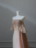 A Line Off The Shoulder Sequin Long Prom Dresses Evening Gowns S3848