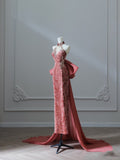 Mermaid High Neckline Velvet Long Prom Dresses Evening Gowns S3862