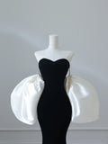 Mermaid Sweetheart Black Velvet Long Prom Dresses Evening Gowns S3870