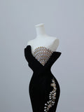 Mermaid Sweetheart Black Long Prom Dresses Evening Gowns S3873 HZ0628