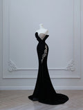 Mermaid Sweetheart Black Long Prom Dresses Evening Gowns S3873 HZ0628