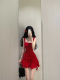 A line Straps Short Red Cocktail Dresses Birthday Outfits SD546