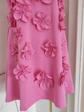 A line High Neckline Pink Satin Short Homecoming Dresses Birthday Outfits SD368 HZ0628