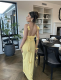 Mermaid Spaghetti Straps Floor Length Floral Yellow Evening Dress Prom Dresses SD2046 HZ0628