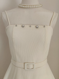 A line Spaghetti Straps Ivory Dinner Party Dresses Birthday Outfits SD392