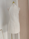 A line Halter White Satin Short Homecoming Dresses Birthday Outfits SD403