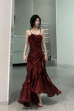 Mermaid Spaghetti Straps Prom Dresses Gray Long Party Dress SD1309
