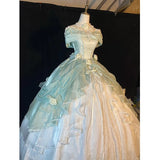 Ball Gown Sweetheart Satin Short Sleeves Long Evening Gown Prom Dresses SD1433 HZ0628