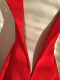 A line Scoop Neckline Red Travel Vacation Dresses Satin Birthday Dress SD327
