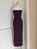 Sheath Spaghetti Straps Grape Sleeveless Party Dress Holiday Birthday Dresses For Women SD357