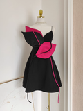 A line Spaghetti Straps Black Satin Short Homecoming Dresses Birthday Outfits SD362