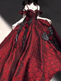 Ball Gown Straps Long Burgundy Ruffles Lace Prom Dresses Birthday Outfits SD461