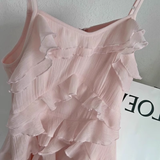 A Line Straps Ruffled Chiffon Pink Short Women's Holiday Dresses SD210