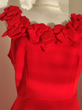 A line Scoop Neckline Red Travel Vacation Dresses Satin Birthday Dress SD327