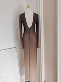 Sheath Scoop Long Sleeves Ombre Brown Party Dress Holiday Birthday Dresses For Women SD364