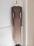 Sheath Scoop Long Sleeves Ombre Brown Party Dress Holiday Birthday Dresses For Women SD364