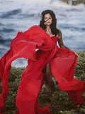 Chiffon Bandeau Flowy Slit Side Wrap Tulle Irregular Photoshoot Maternity Maxi Dress Maternity