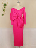 Off Shoulder Irregular Ruffle Bowknot V-Neck Long Sleeve Slit Bodycon Party Baby Shower Cute Plus Size Maternity Maxi Dress Maternity