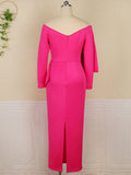 Off Shoulder Irregular Ruffle Bowknot V-Neck Long Sleeve Slit Bodycon Party Baby Shower Cute Plus Size Maternity Maxi Dress Maternity