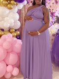 Solid Multi-Way Wrap Convertible Backless Tie Back Wedding High Elasticity Maternity Photoshoot Maxi Dress Maternity