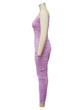 Lavender One Shoulder Ruched Shirred Bodycon Baby Shower Maternity Midi Dress Maternity