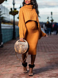 Solid Color Knitting 2-in-1 Bodycon Baby Shower Maternity Sweater Midi Dress Maternity