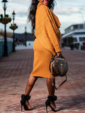 Solid Color Knitting 2-in-1 Bodycon Baby Shower Maternity Sweater Midi Dress Maternity