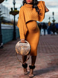 Solid Color Knitting 2-in-1 Bodycon Baby Shower Maternity Sweater Midi Dress Maternity