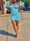 Off Shoulder Bandeau Ruffle Tulle Splicing Bodycon Party Baby Shower Maternity Mini Dress Maternity