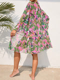 Tropical Print Halter Triangle Bikini Swimsuit With Kimono Beach Fashion Maternity Swimwear Maternity
