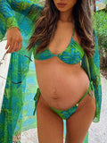Spaghetti Straps Lace Up Backless Fashion Beach Cover-Up Bikini Maternity Swimwear Maternity