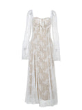White Lace Corset Square Neck Flare Sleeve Off Shoulder Bodycon Elegant Cocktail Party Maternity Photoshoot Baby Shower Maxi Dress Maternity