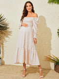 Chiffon Floral Print Ruffle High Waist Boutique Holiday Sweet Maternity Maxi Dress Maternity