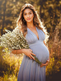 Spaghetti Strap Backless Tie Back High Waist Boho Photoshoot Maternity Maxi Dress Maternity
