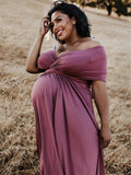Solid Color Backless Tie Back High Waist Photoshoot Maternity Maxi Dress Maternity