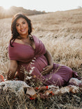 Solid Color Backless Tie Back High Waist Photoshoot Maternity Maxi Dress Maternity