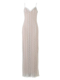 Ivory Lace Two Piece Set Side Slit V-neck Cami Maxi Dress And Crop Cardigan Elegant Going Out Maternity Photoshoot Baby Shower Maxi Dress Maternity