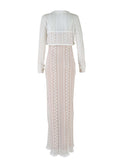 Ivory Lace Two Piece Set Side Slit V-neck Cami Maxi Dress And Crop Cardigan Elegant Going Out Maternity Photoshoot Baby Shower Maxi Dress Maternity
