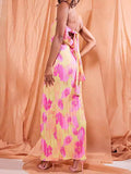 Pleated Bandeau Backless Back Bowknot Tie Back Tie Dye Party Bodycon Mermaid Babyshower Maternity Maxi Dress Maternity
