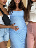 Blue Spaghetti Strap Bodycon Mermaid Backless Baby Shower Maternity Maxi Dress Maternity
