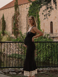 Black Falbala Bow Ruffle Tank Patchwork Mermaid Sweetheart Neckline Elegant Evening Gown Maternity Photoshoot Baby Shower Maxi Dress Maternity