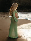 2-in-1 Cut Out Side Slit Fashion Vacation Cover Up Beach Photoshoot Maternity Maxi Dress Maternity