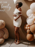 Apricot Irregular Neck Asymmetric Shoulder Bandage Party Dress Bodycon Baby Shower Maternity Mini Dress Maternity
