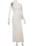 Strap Ties One Shoulder Mermaid Bodycon Elegant Photoshoot Baby Shower Maternity Maxi Dress Maternity