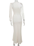 Strap Ties One Shoulder Mermaid Bodycon Elegant Photoshoot Baby Shower Maternity Maxi Dress Maternity