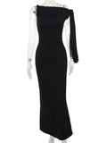 Strap Ties One Shoulder Mermaid Bodycon Elegant Photoshoot Baby Shower Maternity Maxi Dress Maternity