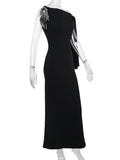 Strap Ties One Shoulder Mermaid Bodycon Elegant Photoshoot Baby Shower Maternity Maxi Dress Maternity