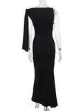 Strap Ties One Shoulder Mermaid Bodycon Elegant Photoshoot Baby Shower Maternity Maxi Dress Maternity
