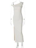 Apricot Irregular Side Slit Asymmetric Shoulder Bodycon Elegant Babyshower Dress Photoshoot Maternity Maxi Dress Maternity