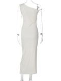Apricot Irregular Side Slit Asymmetric Shoulder Bodycon Elegant Babyshower Dress Photoshoot Maternity Maxi Dress Maternity